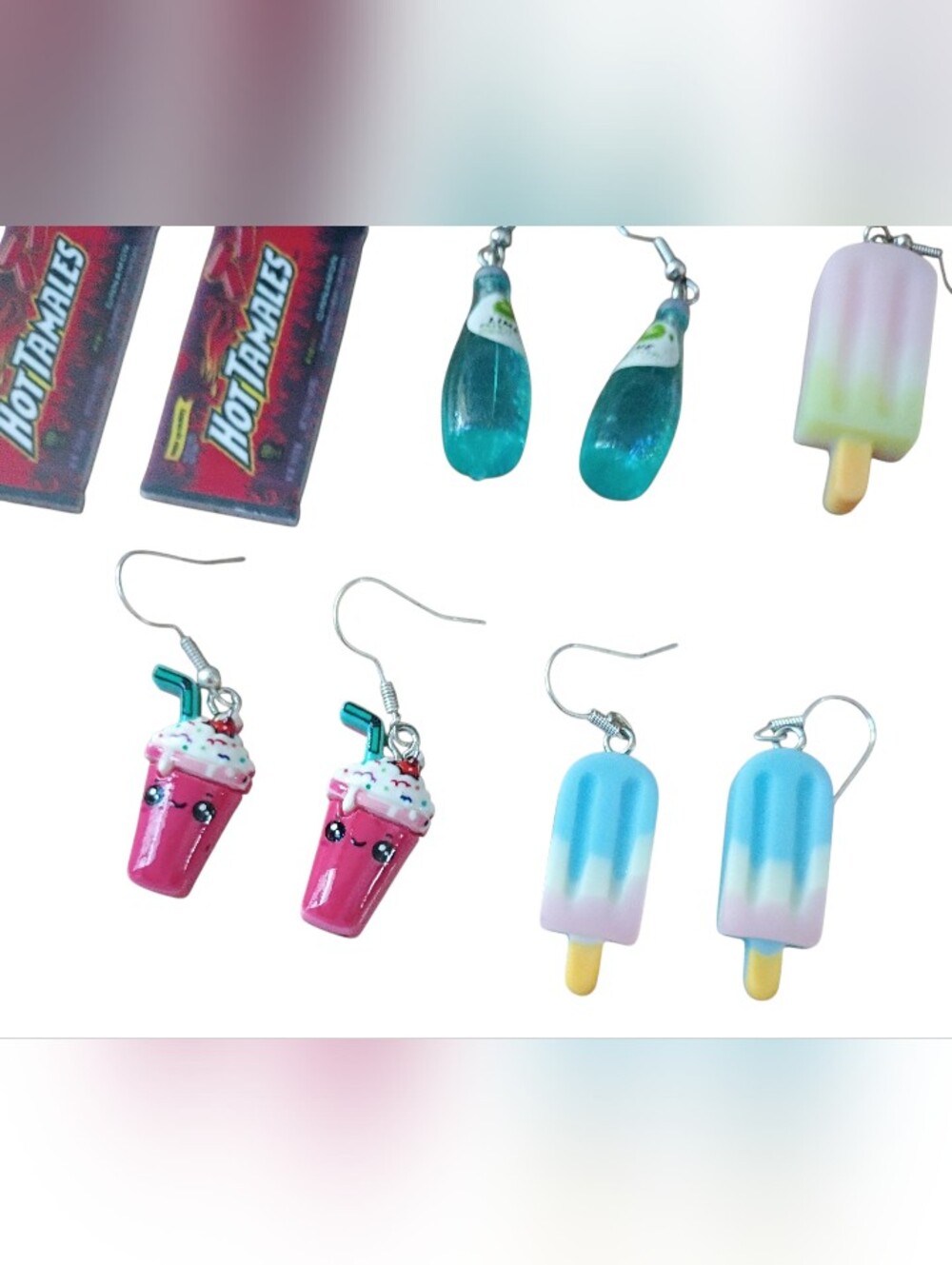 Novelty Earrings Bundle Kawaii Popsicle Drink Dangle Earrings Y2K Lot - Picture 5 of 5